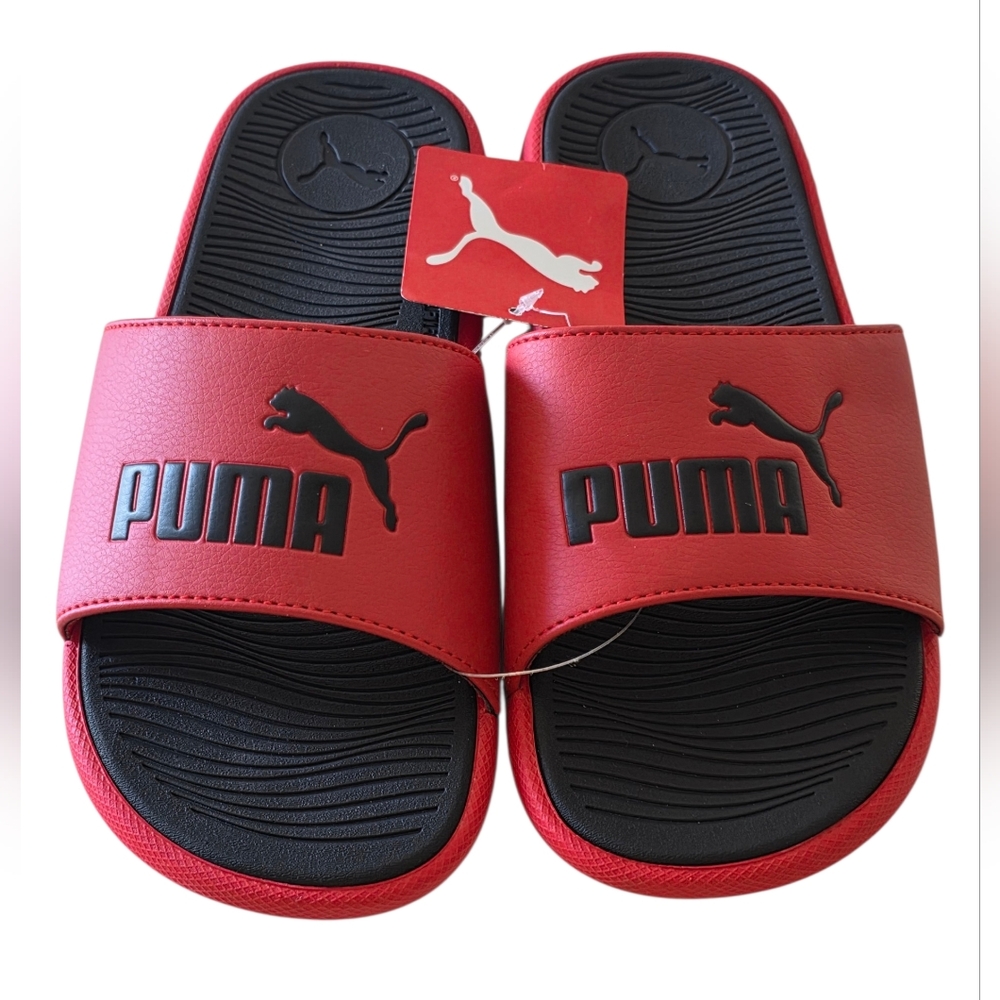Puma Cool Cat 2.0 Slides Red Black Juniors Size 6